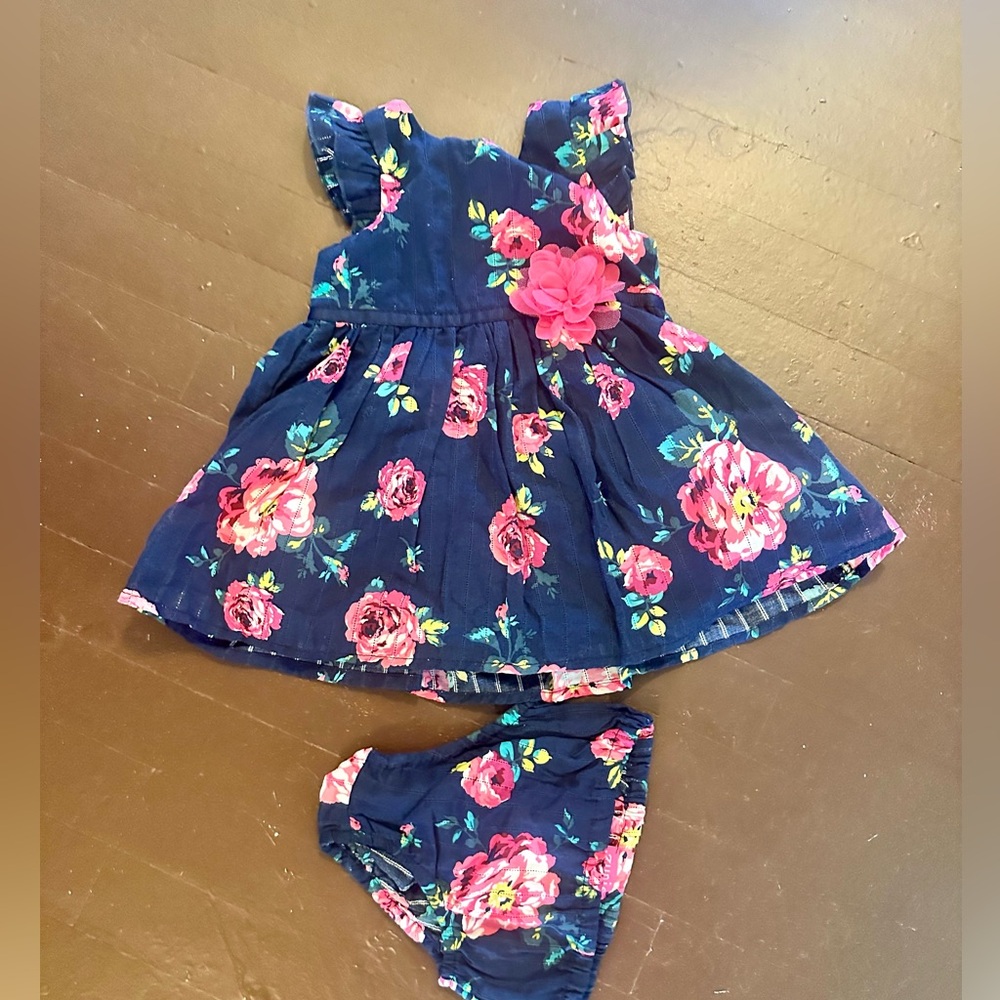 Floral dress with matching diaper cover